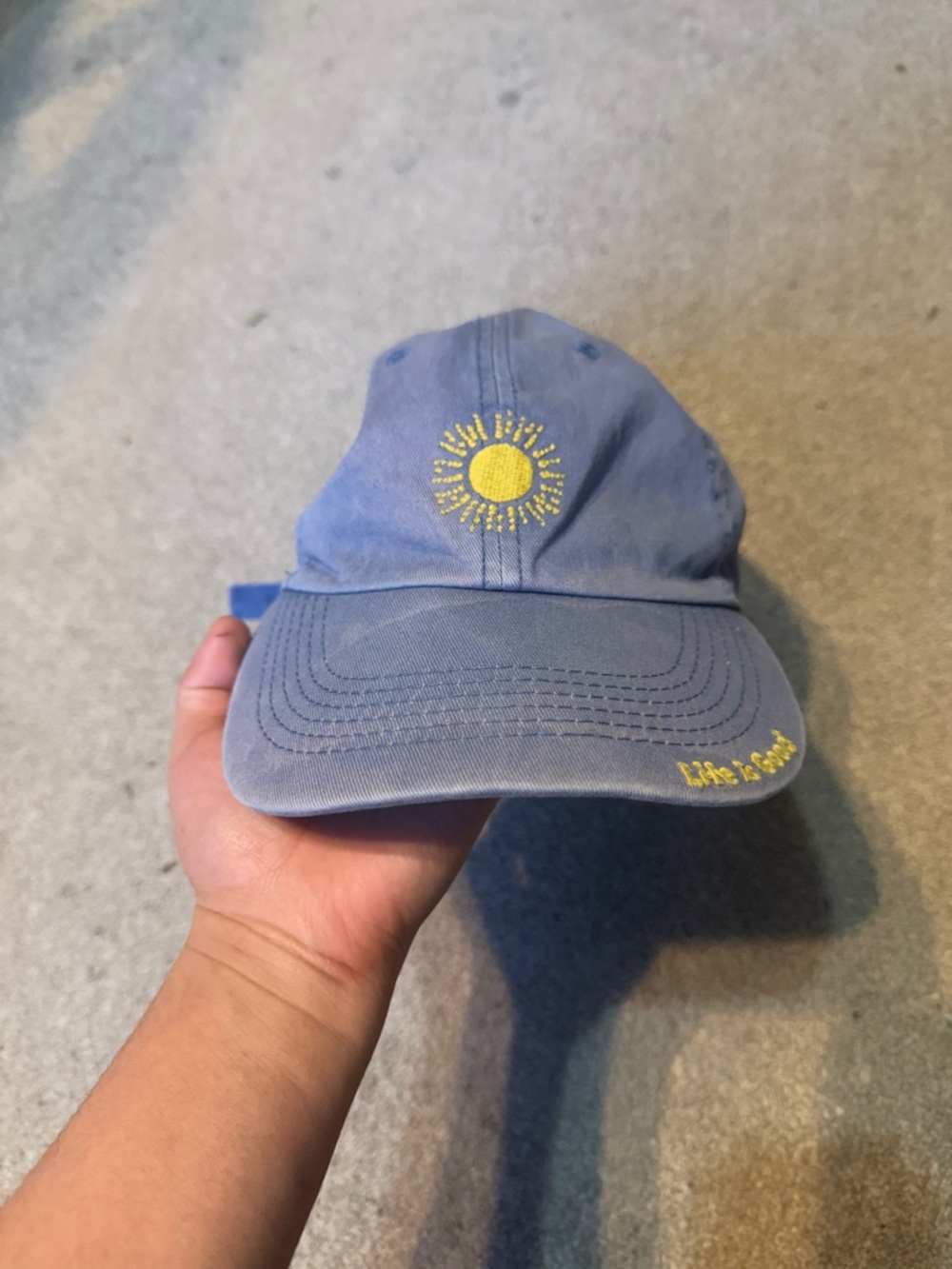 Life Is Good Blue Bleach‎ Washed Sun Embroidery Dad Cap
